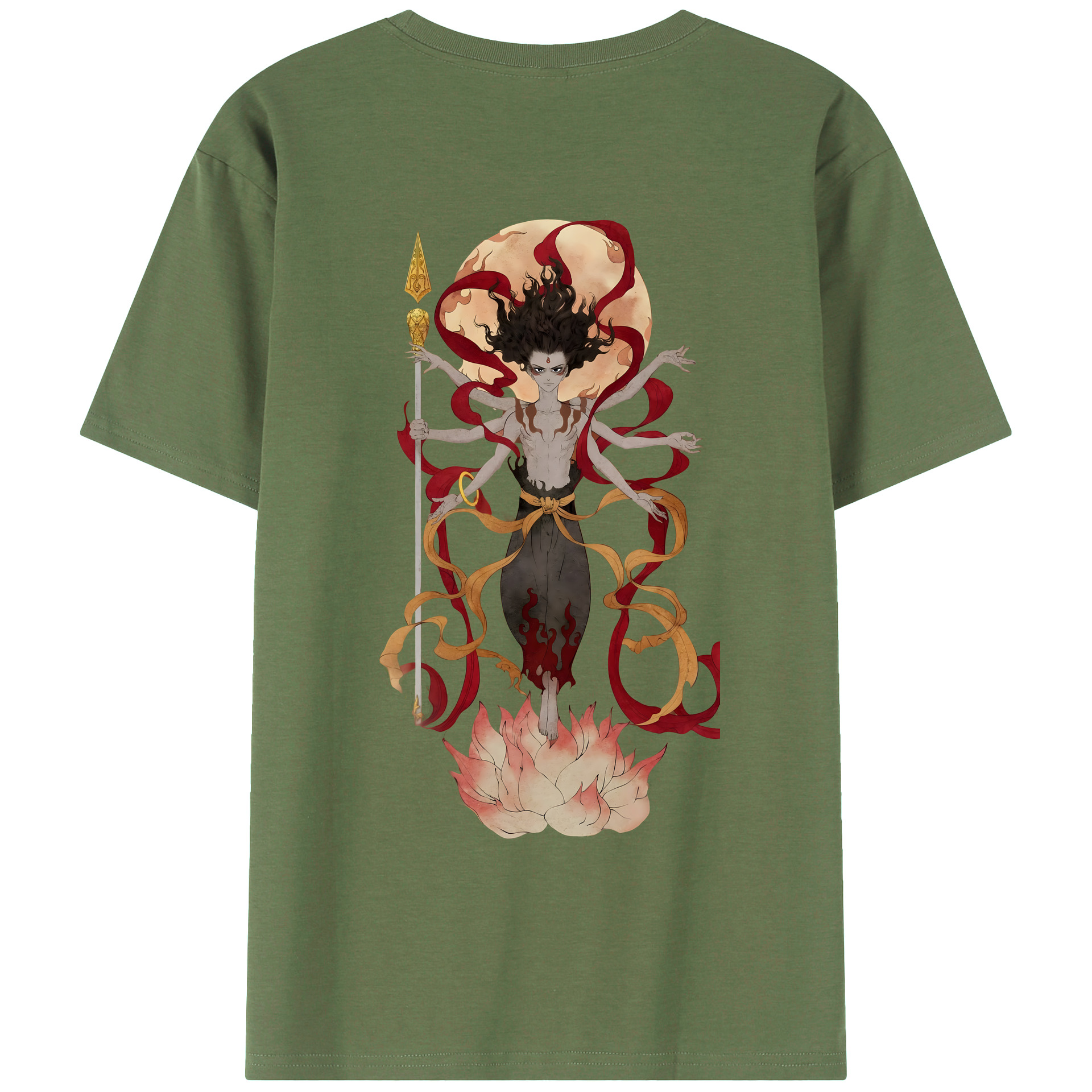 （画像用） Ne Zha 2 ナタ 魔童の大暴れ 綿100％ メンズ半袖Tシャツ（バックプリント） 通気性